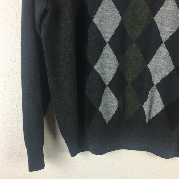 Gray Green Crewneck Sweater Argyle Plaid - Picture 6 of 6